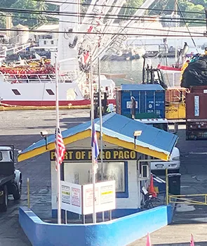 Flags flying at half staff at Port