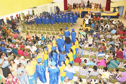 The graduating class of 2021 for Fa’asao Marist High School coming into the venue.