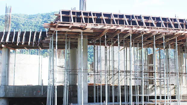 Front entrance to the new fono building under construction