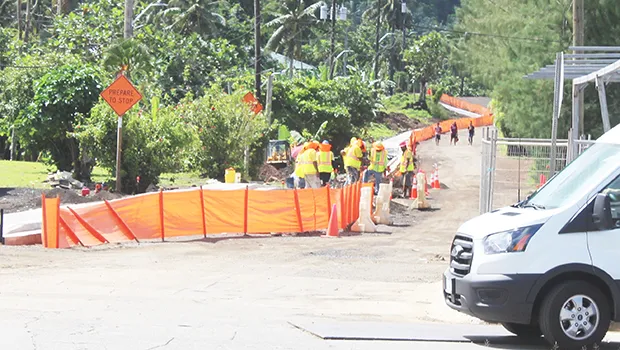 Red cones blocking access to the road under construction
