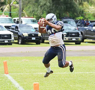 Samoana Sharks King Moe (80) securing this overtime touchdown catch 