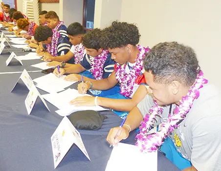 Pictured are some of the 25 local high school football players