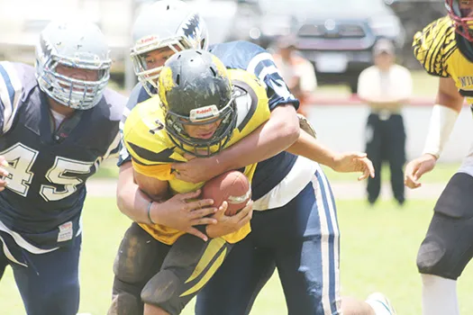 Tuala Fa’atonu of Samoana’s vicious defensive front 