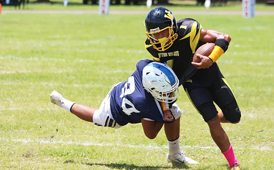  Samson Tupuola and was batted away by Sene Isileli Jr. during the opening half of their varsity match up last Saturday