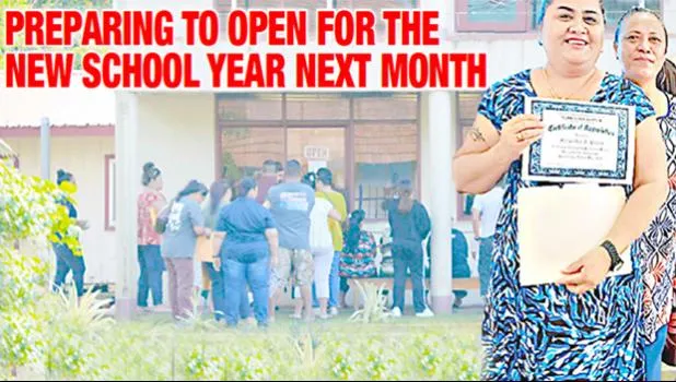 Parents enrolling students and teachers with certificates