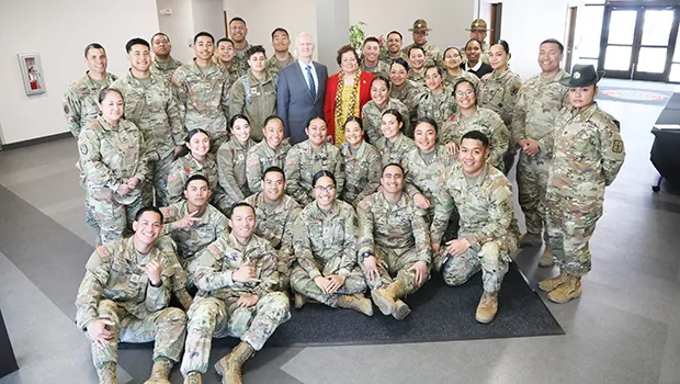 Amata with Samoan soldiers at Fort Lee Virginia