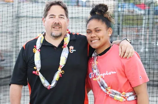Pono pictured with her coach Bill Braun.