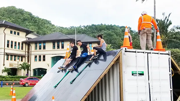 photo of people navigating the Obstacle Course.