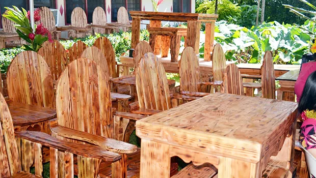 Display of furniture amazingly made from wooden pallets 