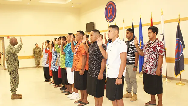 7 American Samoa young men and women during the swearing in ceremon