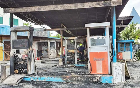 Gas station that was set on fire