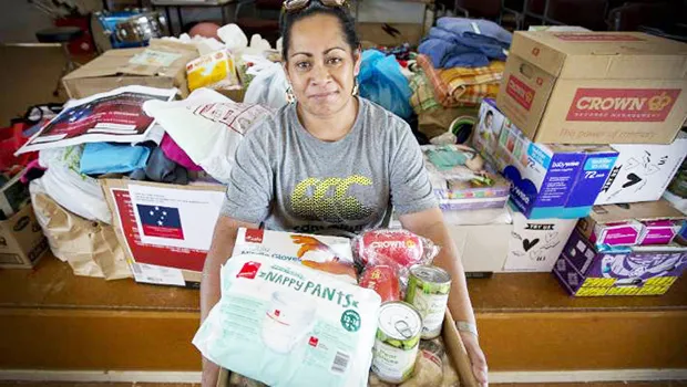 Fatima Sae with some of the donations