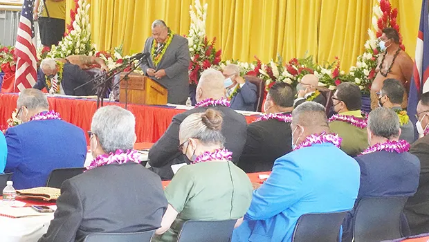 Gov. Lemanu Peleti Mauga ADDRESSING FONO OPENING 