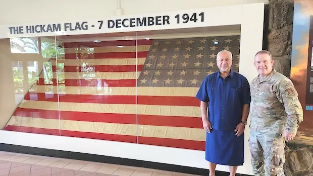 Governor Pulaali'i Nikolao Pula with PACAF’s Colonel Sean McKenna