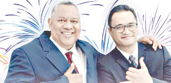 Gov. Lemanu Peleti Mauga and Lt. Gov. Talauega Eleasalo Ale (left)