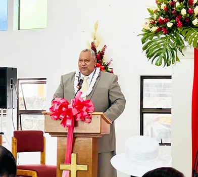 Gov Lemanu speaking about Red Cross Centennial Day