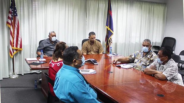 Gov. Lemanu Peleti Palepoi Sialega Mauga, Lt. Gov.Talauega Eleasalo Va’alele Ale and COVID-19 task force members