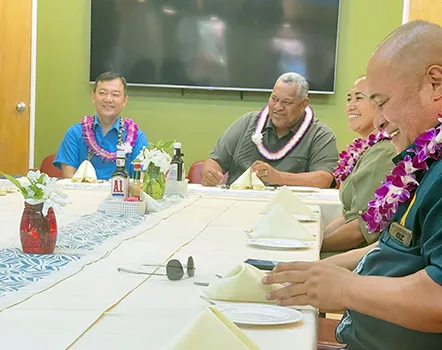 Gov. Lemanu P.S. Mauga, and First Lady Ella with StarKist CEO
