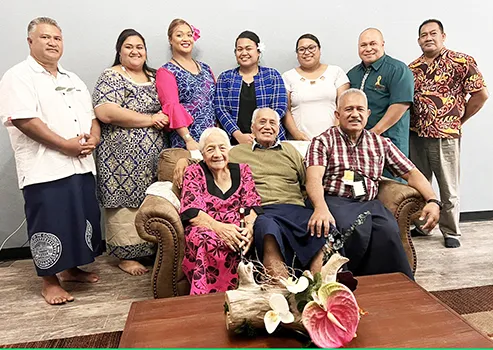 Their Highnesses Tui Atua Tupua Tamasese Ta’isi Efi and Masiofo Filifilia Tamasese with Governor's Office staff