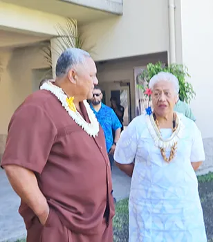 Prime Minister Fiame Naomi Mata’afa and Governor Lemanu Peleti Mauga
