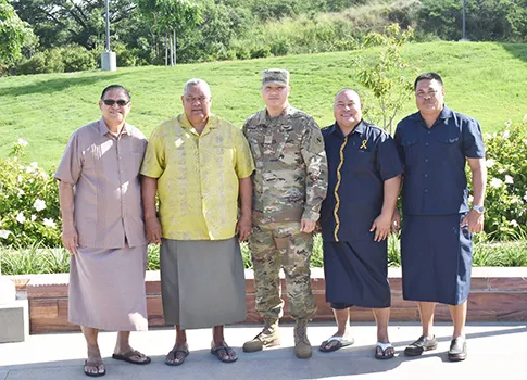 Gov. Lemanu P.S. Mauga, staff and MAJ Jerrod T. Avegalio