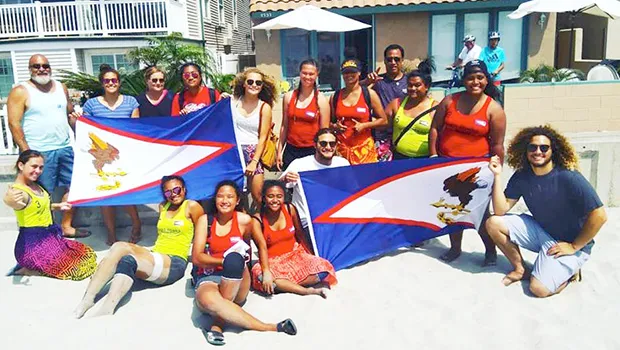 American Samoa’s U18 Women’s Beach Handball Team with supporters
