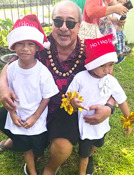 Proud papa Vaito'a Hans Langkilde with his grandsons following
