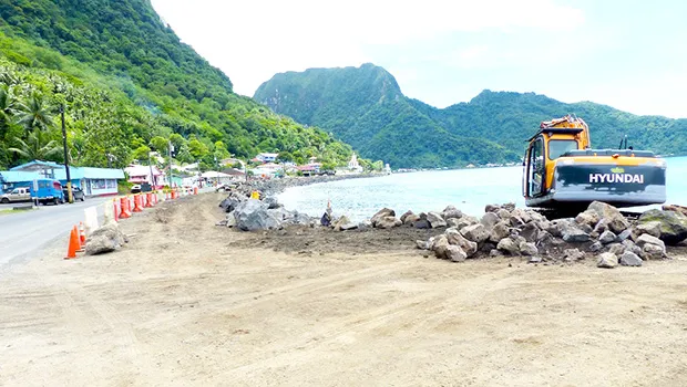 Happy Trucking constructing seawall in Futiga