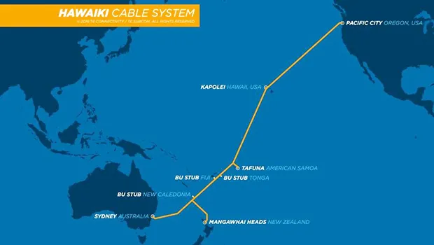 Map of the Hawaiki  Cable system