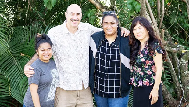 From left, linguistics student Chelsea Pedro, Professor of Linguistics Scott Saft, linguistics and anthropology student Faʻafaleaʻi Siliva, and Associate Professor of Linguistics Yumiko Ohara