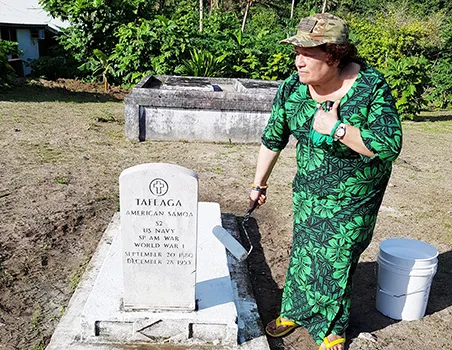 historical marker for Seaman Tafeaga with Cong. Amata 