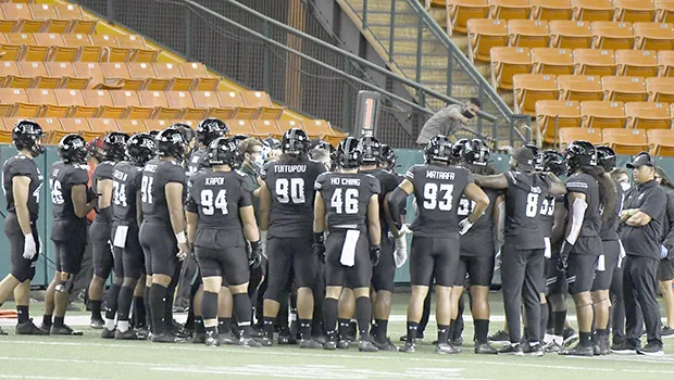 UH team on the sidelines.