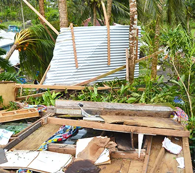 A home on Tutuila destroyed during Tropical Storm Gita.