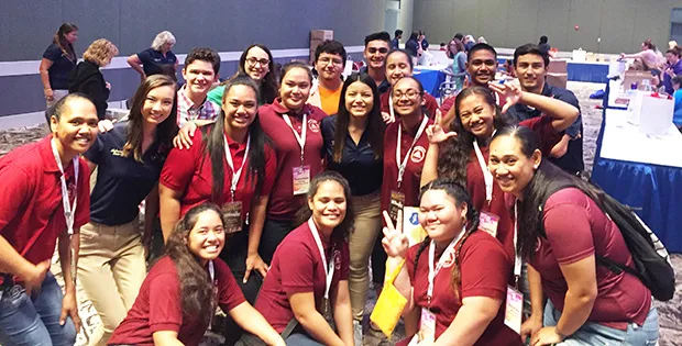 Shown in no particular order during conference registration are: Perosi Vaofanua of Aasu (SHS), Isadora Mageo of Auma (SHS), Angelika Nair of Mesepa (THS), Amazora Taiapis of Leone (LHS), Tagiilima Ah-Foon of Leone (LHS), Serenalia Iona of Puapua (LHS), Faava Saolotoga of Pavaiai (LHS), Ridenben Tamapolu of Fogagogo (LHS),Tusisalalau Auvaa of Malaeloa (LHS),Teacher Penelope Mareko of Aua (chaperone), Faamamali Ualesi of Futiga (chaperone) and Jonathan Mageo (parent). 