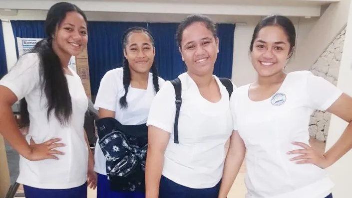 Girls from Iakina Seventh-Day Adventist High School who competed Thursday morning in the 2020 Island Wide Science Fair  