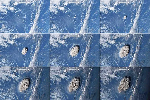 progression of Tonga volcano