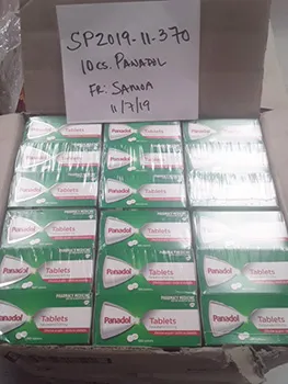 Cases of Panadol intercepted at the wharf in Pago Pago.