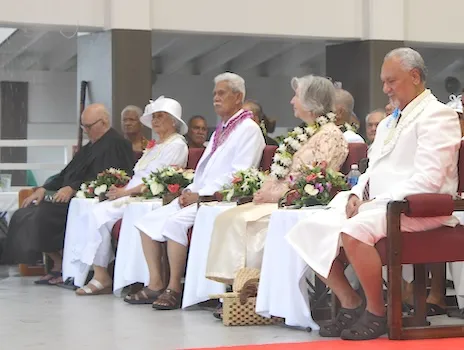 Governor-elect Pulaalii Nikolao Pula and Lt. Governor-elect Pulu Ae Ae, Jr. and their good ladies with Chief Justice