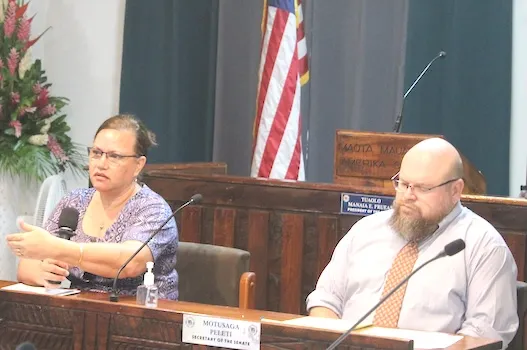 Attorney General Gwen Tauiliili-Langkilde and the Governor’s Chief Legal Counsel, Barry Fundt 