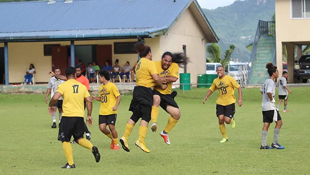 Rambo Tapui of Pago Youth celebrates with Puni Samuelu