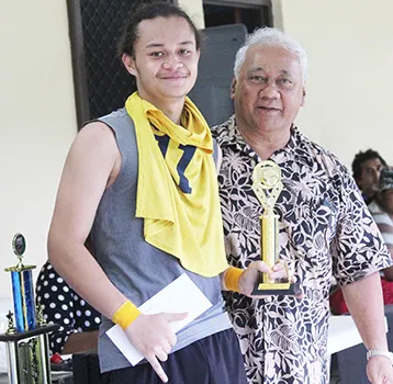 Pago Youth’s Gabriel Taumua with Sen. Faiivae Iuli Alex Godinet 