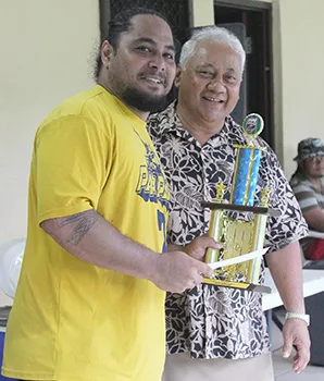 Pago Youth’s Rambo Tapui with Sen. Faiivae Iuli Alex Godinet 