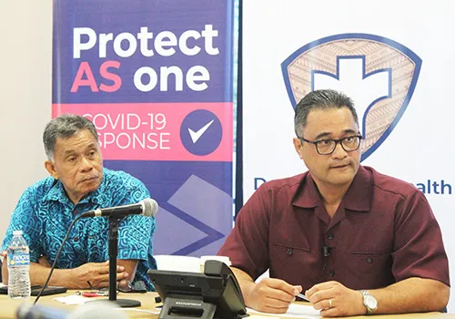 Samana Semo Ve’ave’a (left) and Lt. Gov. Talauega Eleasalo Ale (right)