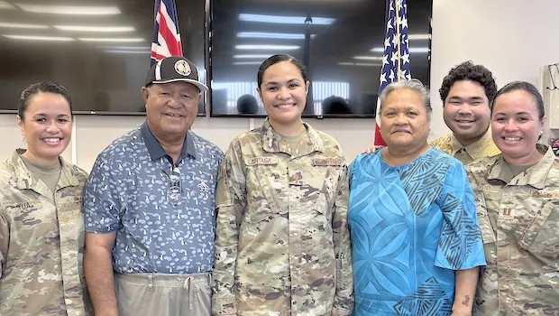 Maj Louise Lafitaga with friends and family