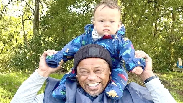 Mike Umaga with grandson on his sholders
