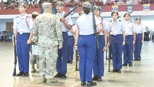 Drill team during competition