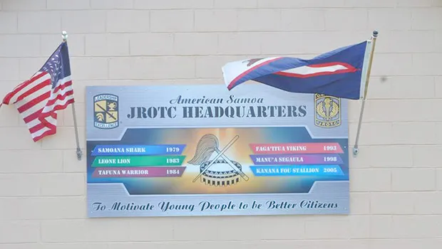 JROTC sign on its headquarters building in Tafuna