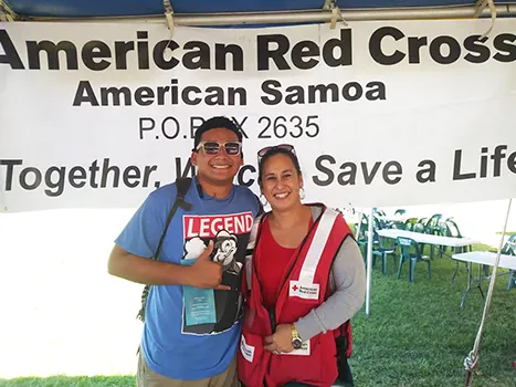June Maeva with another Red Cross volunteer