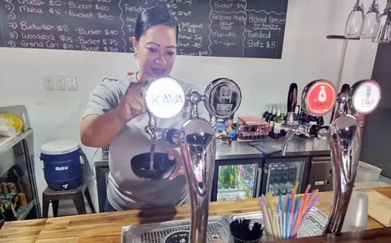 Tricia Emberson drawing a bowl of kava