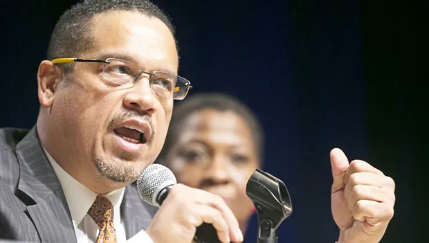 U.S. Representative Keith Ellison, a candidate for the Democratic National Committee chair, spoke alongside other candidates for the DNC chair at a party forum Saturday, Jan. 14, in Phoenix. [David Wallace - Associated Press file photo]